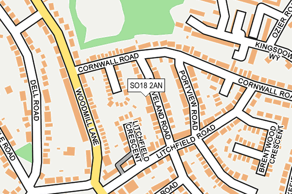 SO18 2AN map - OS OpenMap – Local (Ordnance Survey)