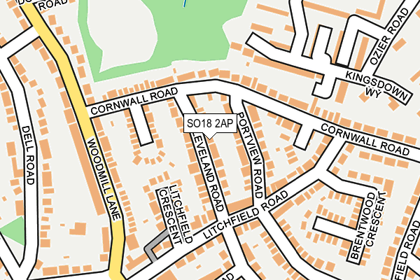 SO18 2AP map - OS OpenMap – Local (Ordnance Survey)