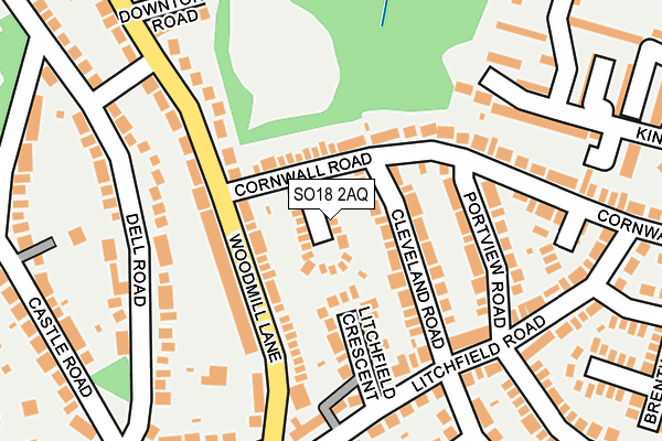 SO18 2AQ map - OS OpenMap – Local (Ordnance Survey)