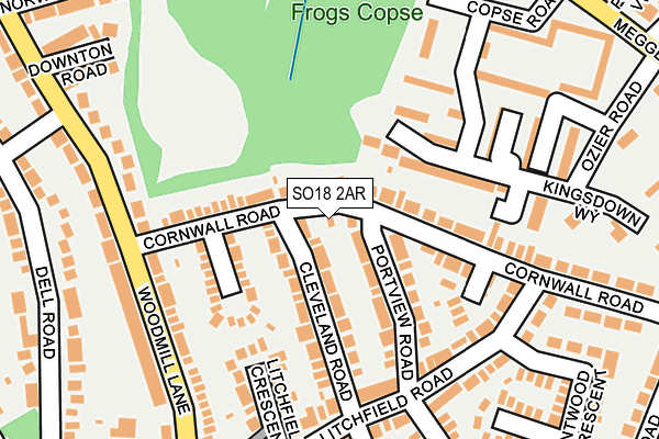 SO18 2AR map - OS OpenMap – Local (Ordnance Survey)