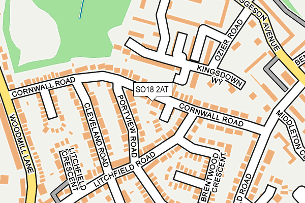 SO18 2AT map - OS OpenMap – Local (Ordnance Survey)