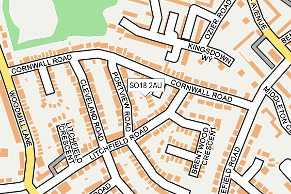 SO18 2AU map - OS OpenMap – Local (Ordnance Survey)