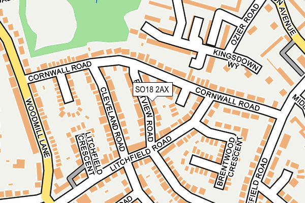 SO18 2AX map - OS OpenMap – Local (Ordnance Survey)