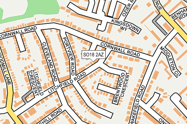 SO18 2AZ map - OS OpenMap – Local (Ordnance Survey)