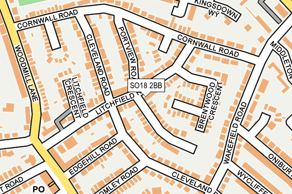 SO18 2BB map - OS OpenMap – Local (Ordnance Survey)