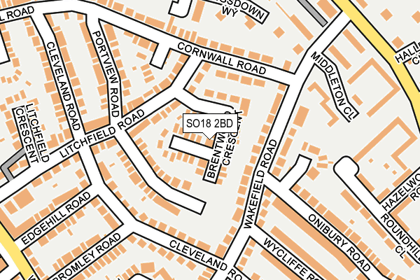SO18 2BD map - OS OpenMap – Local (Ordnance Survey)