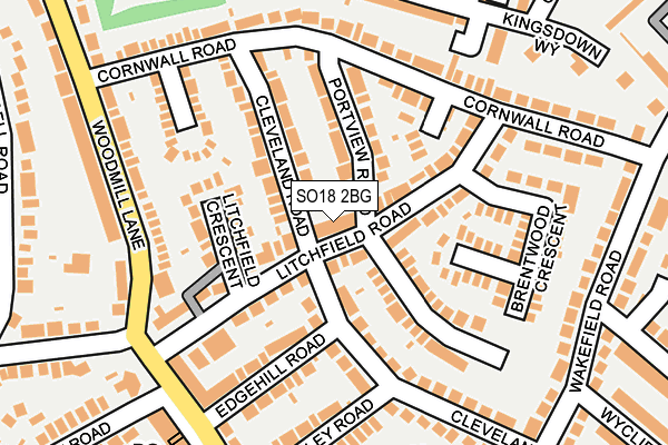 SO18 2BG map - OS OpenMap – Local (Ordnance Survey)