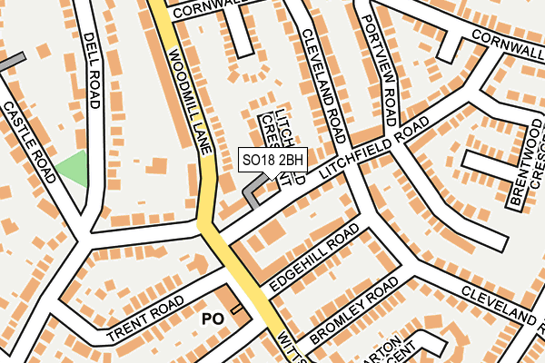 SO18 2BH map - OS OpenMap – Local (Ordnance Survey)