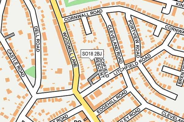 SO18 2BJ map - OS OpenMap – Local (Ordnance Survey)