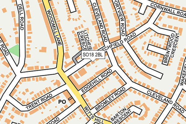 SO18 2BL map - OS OpenMap – Local (Ordnance Survey)