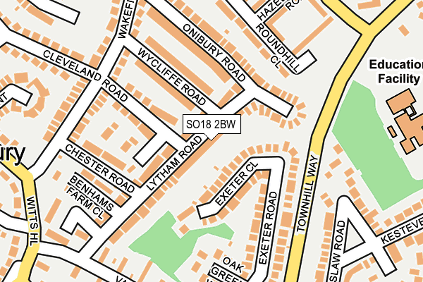 SO18 2BW map - OS OpenMap – Local (Ordnance Survey)
