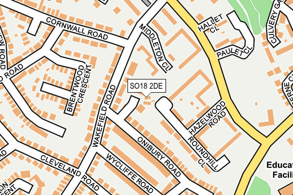 SO18 2DE map - OS OpenMap – Local (Ordnance Survey)