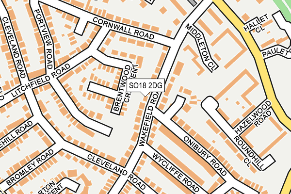 SO18 2DG map - OS OpenMap – Local (Ordnance Survey)