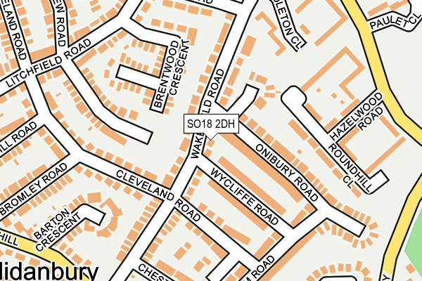 SO18 2DH map - OS OpenMap – Local (Ordnance Survey)