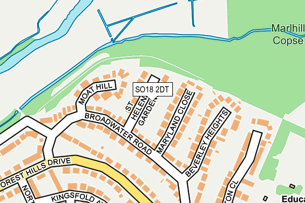 SO18 2DT map - OS OpenMap – Local (Ordnance Survey)