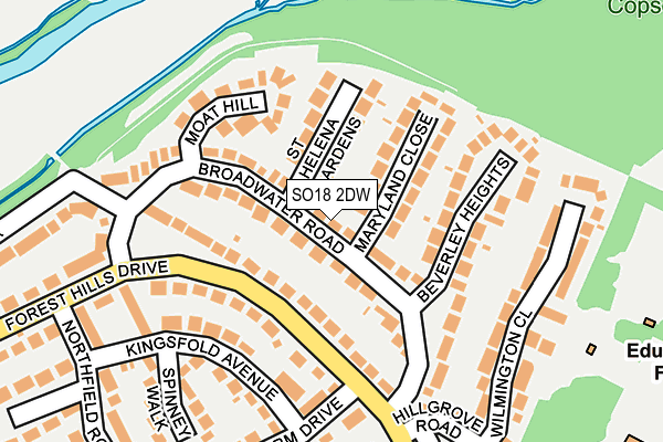 SO18 2DW map - OS OpenMap – Local (Ordnance Survey)