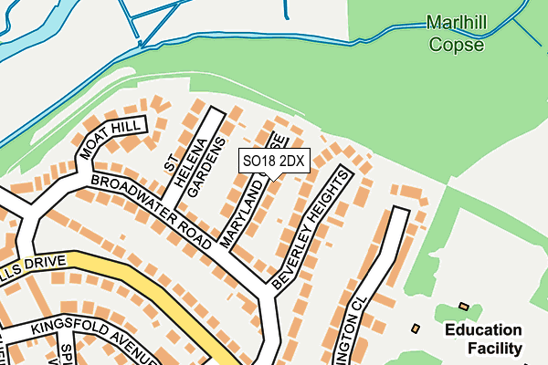 SO18 2DX map - OS OpenMap – Local (Ordnance Survey)