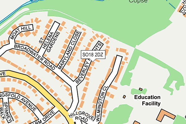 SO18 2DZ map - OS OpenMap – Local (Ordnance Survey)