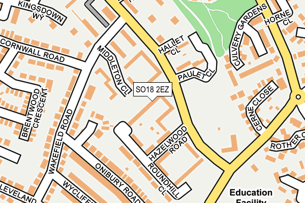 SO18 2EZ map - OS OpenMap – Local (Ordnance Survey)