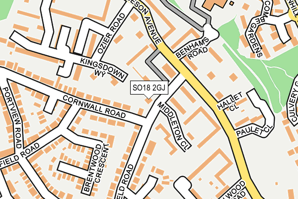 SO18 2GJ map - OS OpenMap – Local (Ordnance Survey)