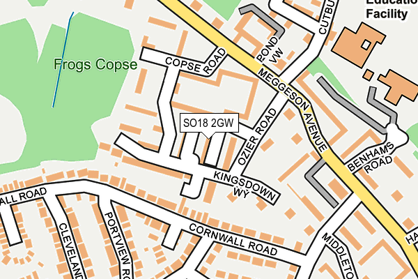 SO18 2GW map - OS OpenMap – Local (Ordnance Survey)