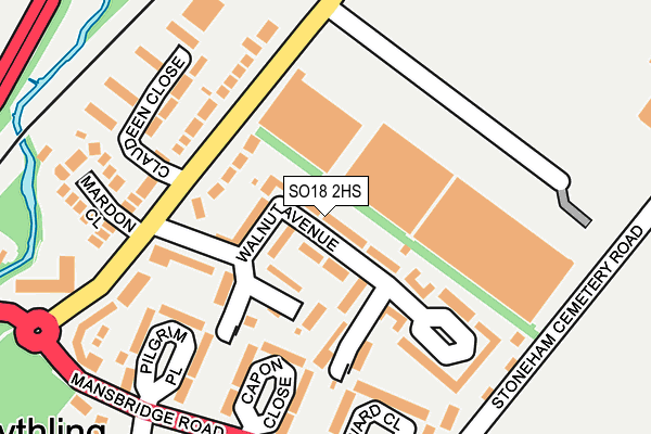 SO18 2HS map - OS OpenMap – Local (Ordnance Survey)