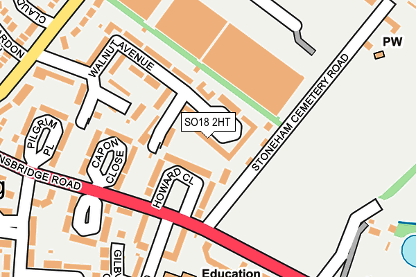 SO18 2HT map - OS OpenMap – Local (Ordnance Survey)