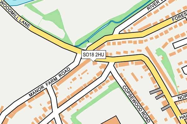 SO18 2HU map - OS OpenMap – Local (Ordnance Survey)