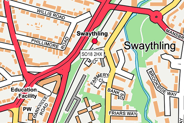 SO18 2HX map - OS OpenMap – Local (Ordnance Survey)