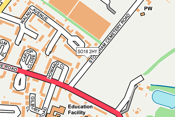 SO18 2HY map - OS OpenMap – Local (Ordnance Survey)