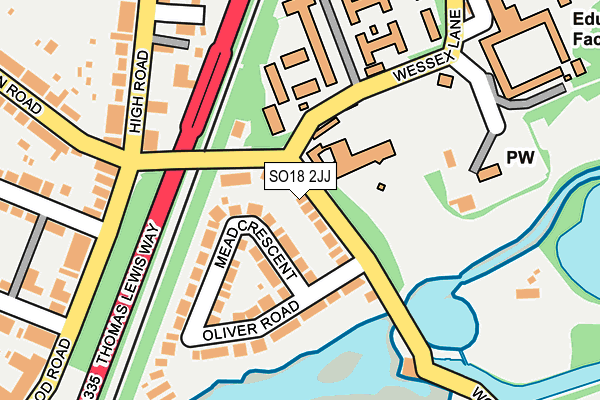 SO18 2JJ map - OS OpenMap – Local (Ordnance Survey)