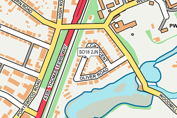 SO18 2JN map - OS OpenMap – Local (Ordnance Survey)