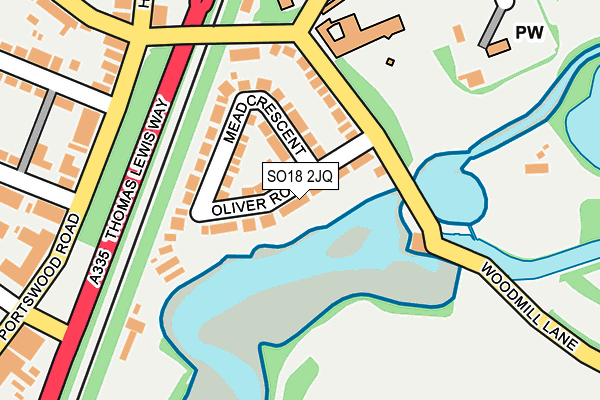 SO18 2JQ map - OS OpenMap – Local (Ordnance Survey)