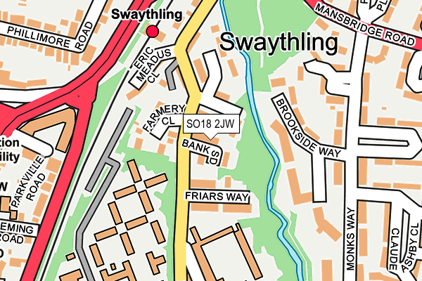 SO18 2JW map - OS OpenMap – Local (Ordnance Survey)