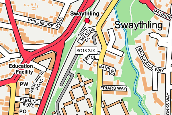 SO18 2JX map - OS OpenMap – Local (Ordnance Survey)