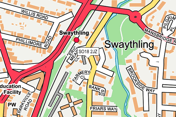 SO18 2JZ map - OS OpenMap – Local (Ordnance Survey)