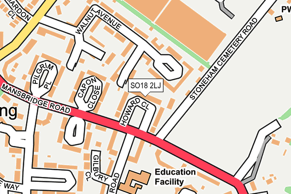 SO18 2LJ map - OS OpenMap – Local (Ordnance Survey)