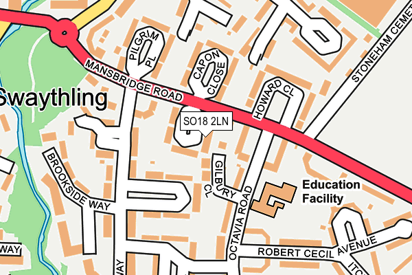 SO18 2LN map - OS OpenMap – Local (Ordnance Survey)