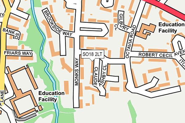 SO18 2LT map - OS OpenMap – Local (Ordnance Survey)