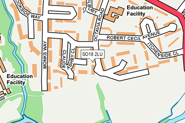 SO18 2LU map - OS OpenMap – Local (Ordnance Survey)