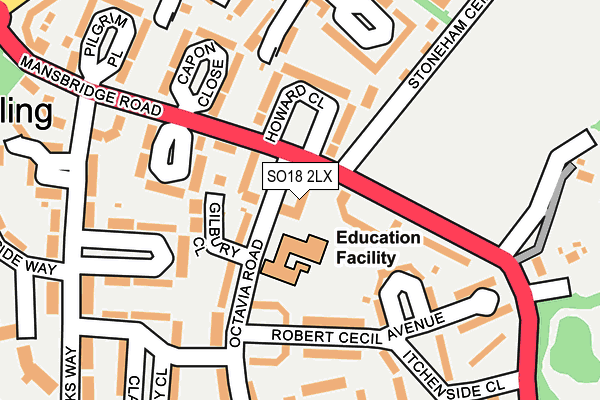 SO18 2LX map - OS OpenMap – Local (Ordnance Survey)