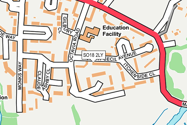 SO18 2LY map - OS OpenMap – Local (Ordnance Survey)