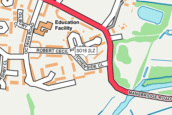 SO18 2LZ map - OS OpenMap – Local (Ordnance Survey)