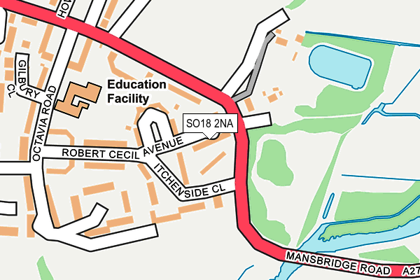 SO18 2NA map - OS OpenMap – Local (Ordnance Survey)