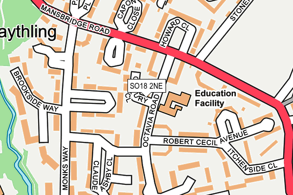 SO18 2NE map - OS OpenMap – Local (Ordnance Survey)