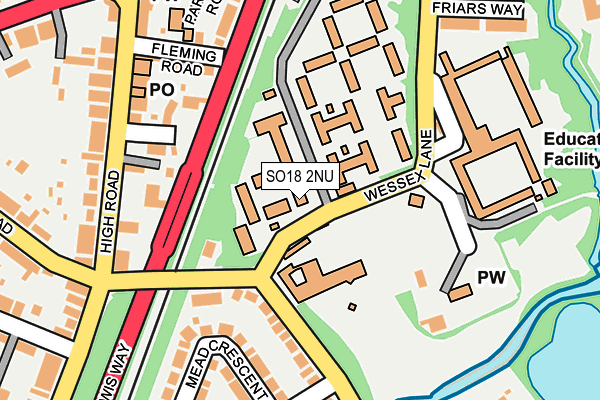 SO18 2NU map - OS OpenMap – Local (Ordnance Survey)