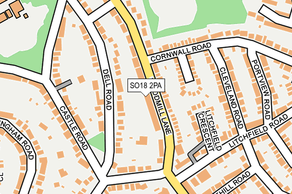 SO18 2PA map - OS OpenMap – Local (Ordnance Survey)