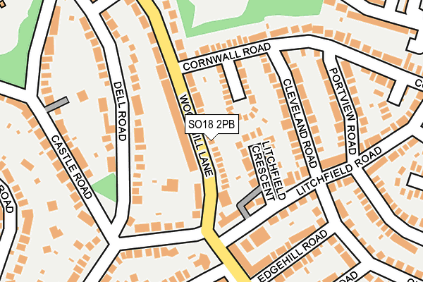 SO18 2PB map - OS OpenMap – Local (Ordnance Survey)