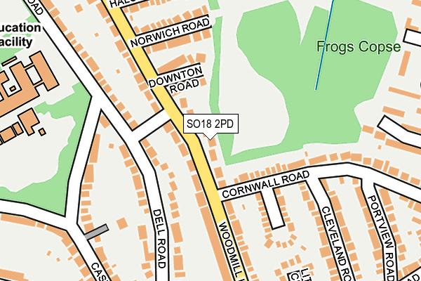 SO18 2PD map - OS OpenMap – Local (Ordnance Survey)