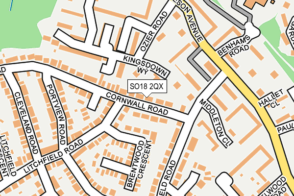 SO18 2QX map - OS OpenMap – Local (Ordnance Survey)